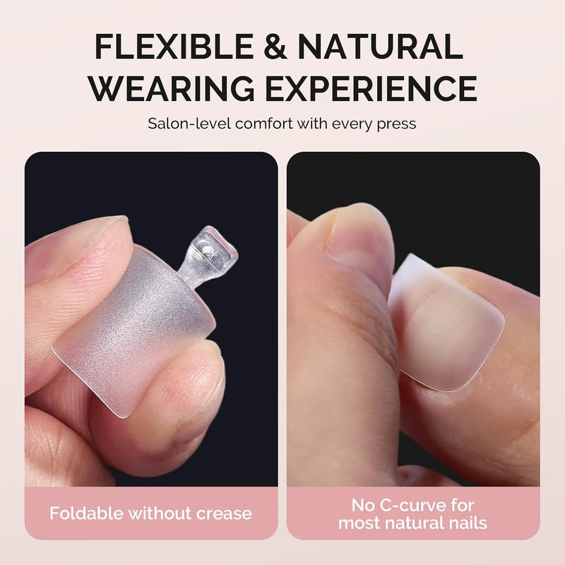 MelodySusie Full Cover Soft Gel Toe Nail Tips Short Square, 300 stuks transparante teennageltips.
