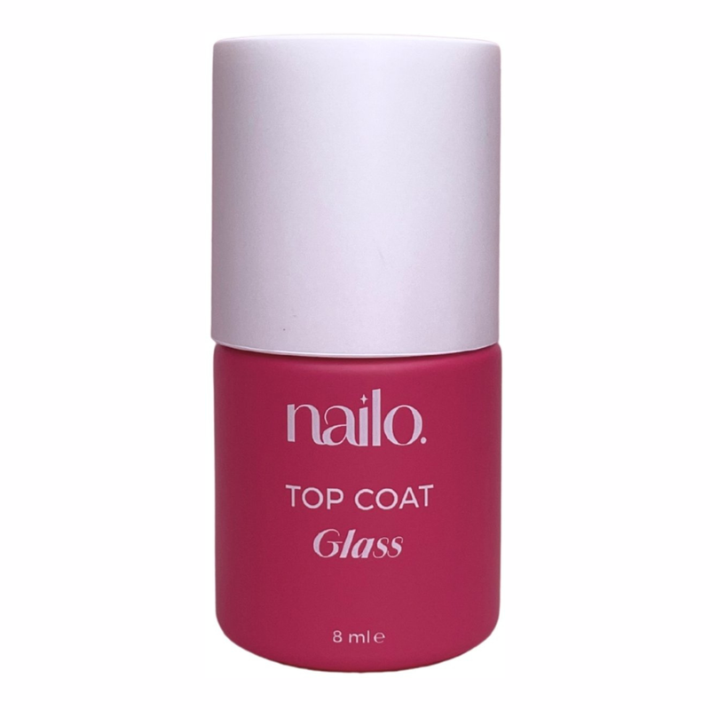 Nailo Top Coat Glass, glanzende no-wipe gellak top coat voor een langhoudende manicure