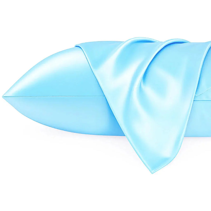 African Fabs Silky Satin Pillowcase Light Blue