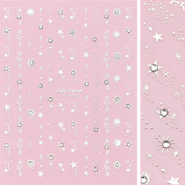 Daily Charme Bejeweled Nail Art Sticker Starstruck Silver