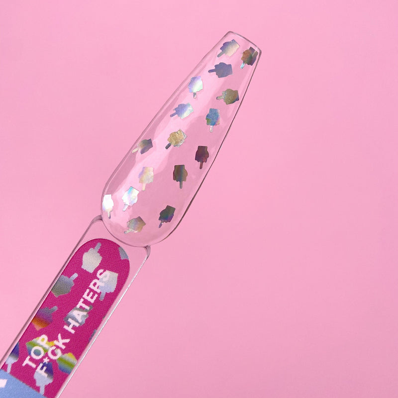 Lunamoon Top F*ck Haters, non-sticky topcoat met holografische glitters