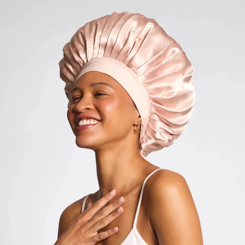 Kitsch Adjustable Oversized Satin Bonnet Blush