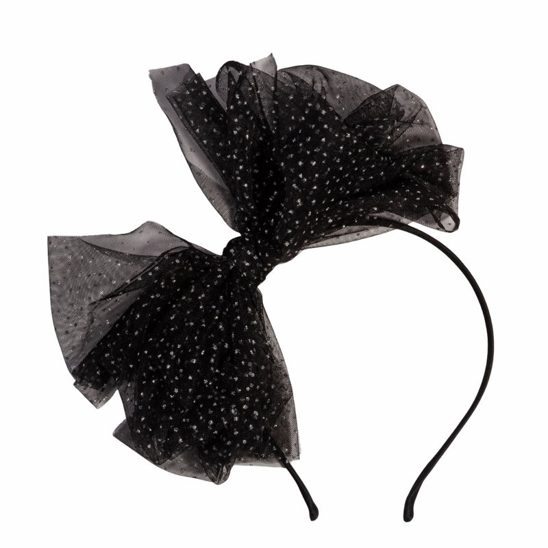Kitsch Glitter Tulle Headband Black