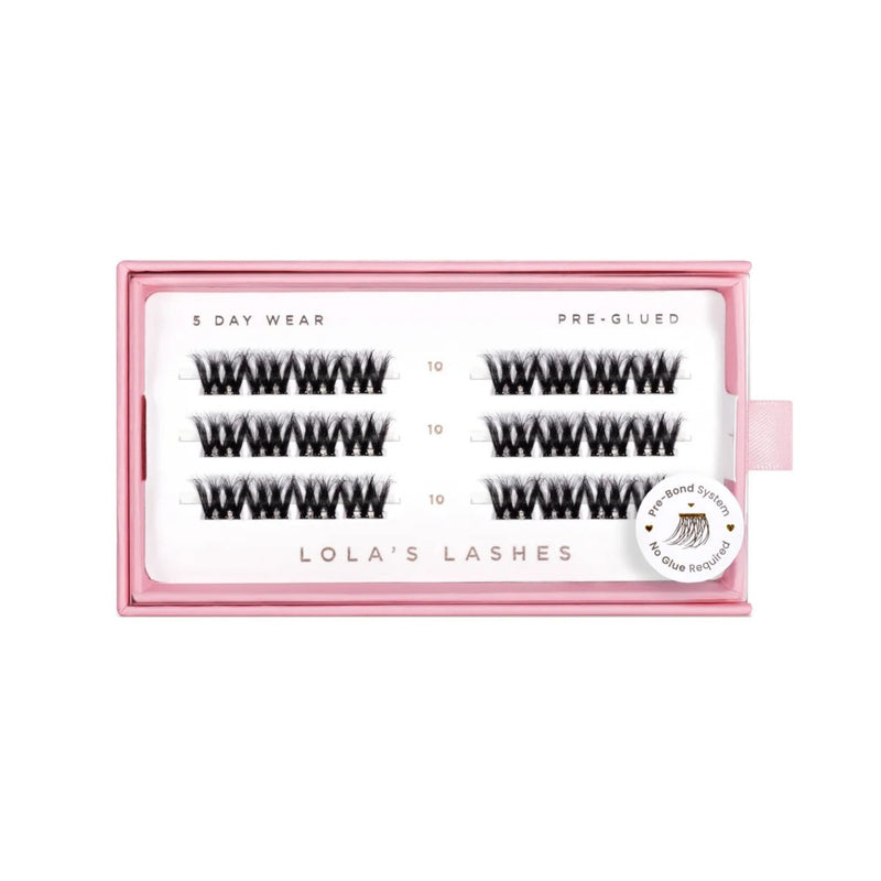 Lola's Lashes Pre-glued Lashes Bold Definition 10mm, voorgelijmde wimperclusters voor volume.