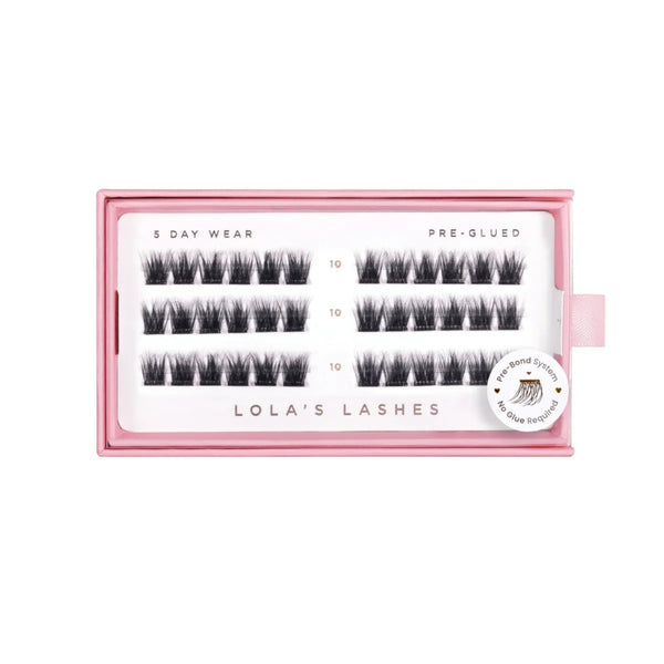 Lola's Lashes Pre-glued Lashes Wispy Volume 10mm, set pre-glued clusterwimpers