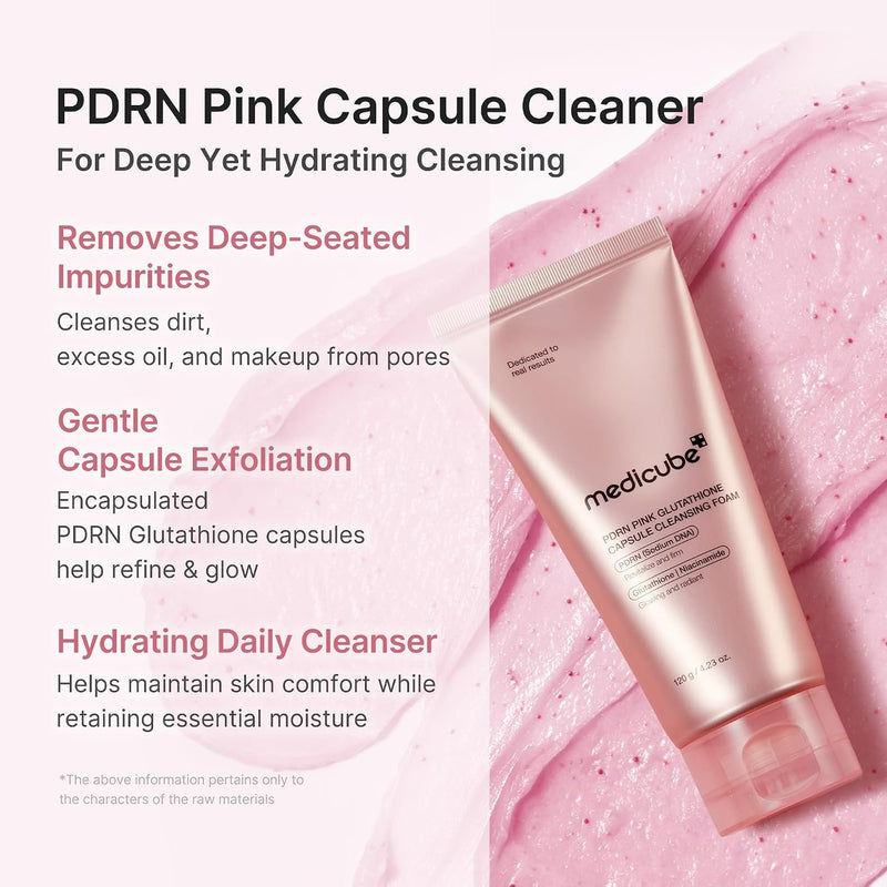 Medicube PDRN PINK Glutathione Capsule Cleansing FOAM, gezichtsreinigingsfoam voor een egale huid