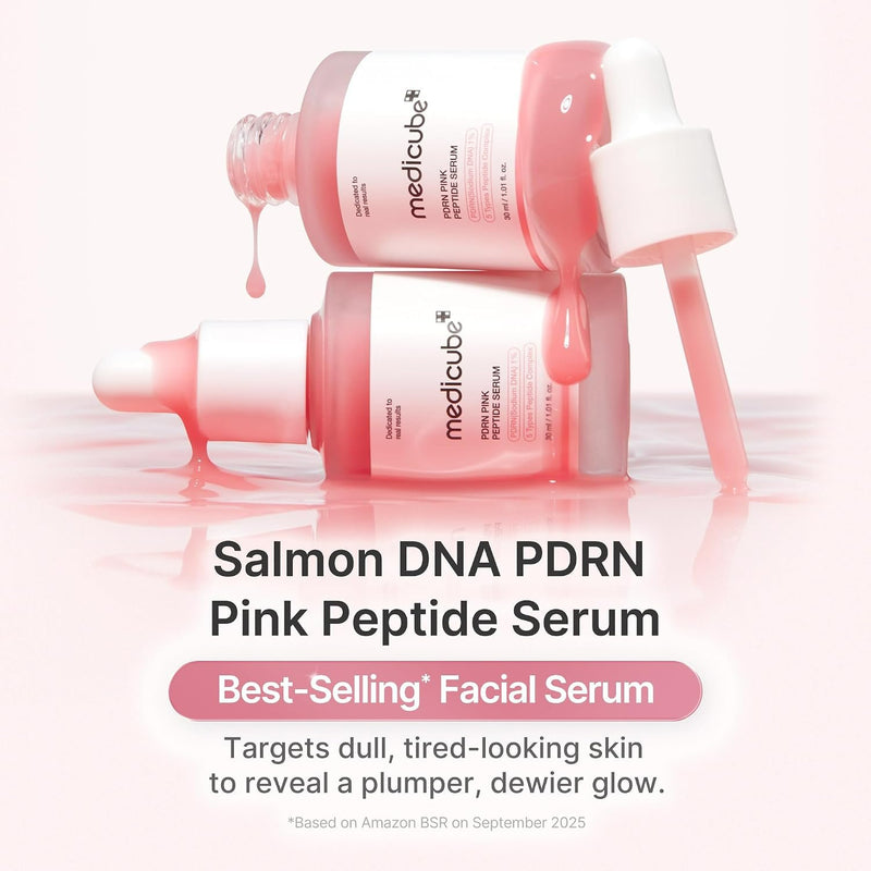 Medicube Pdrn Pink Peptide Serum, lichtgewicht serum voor huidvernieuwing en elasticiteit