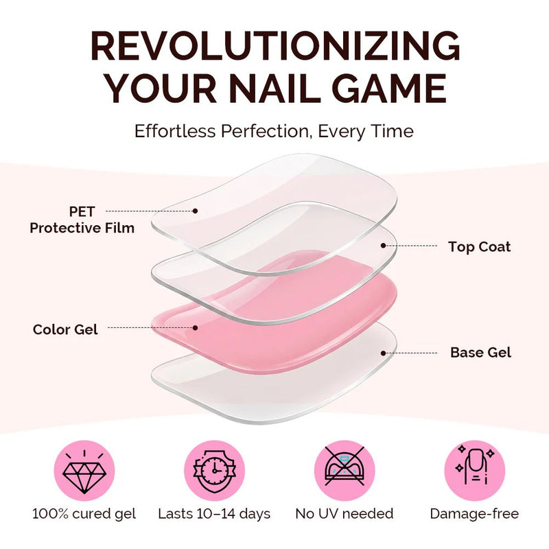 MelodySusie Aurora Collection Real Gel Nail Strips Mani & Pedi Set White Diamond
