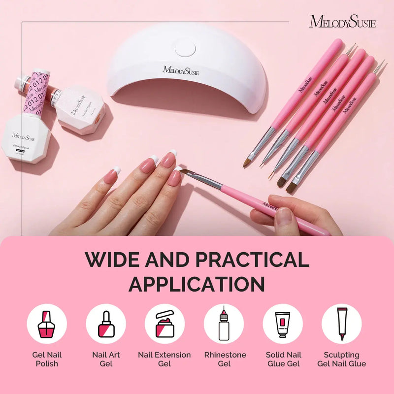 MelodySusie Nail Art Brushes Set Pink 6Pcs