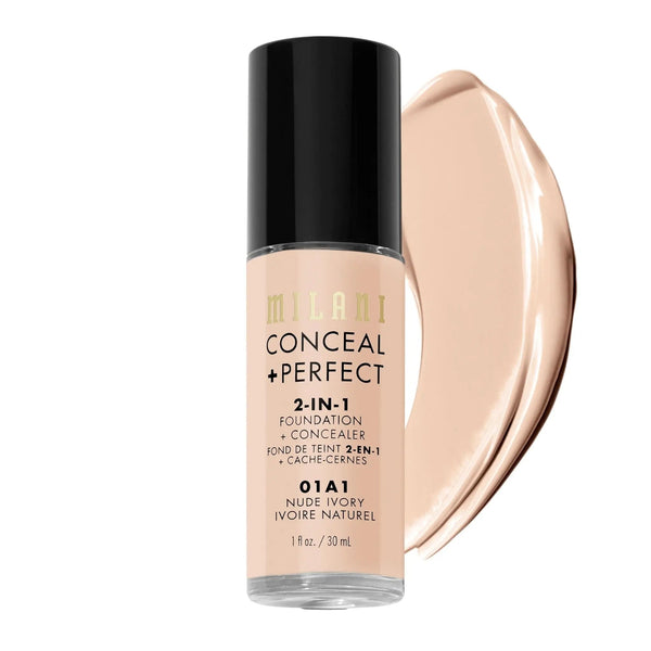 Milani 2-in-1 Foundation and Concealer 01A1 Nude Ivory, vloeibare foundation en concealer