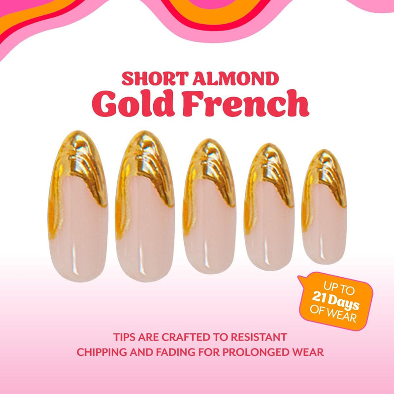 Red Carpet Manicure Gel-On Designed Tips Gold French