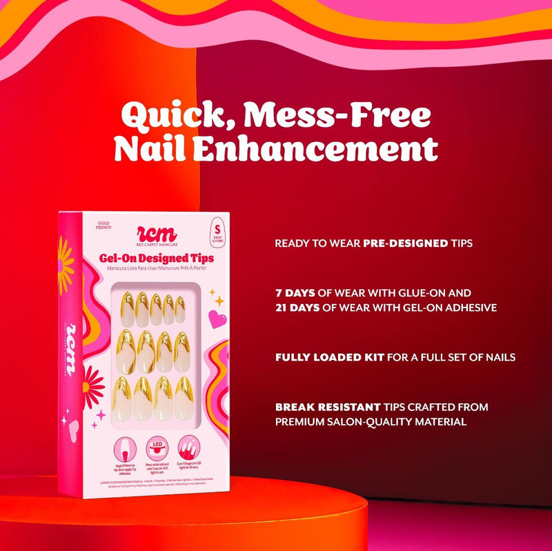 Red Carpet Manicure Gel-On Designed Tips Gold French