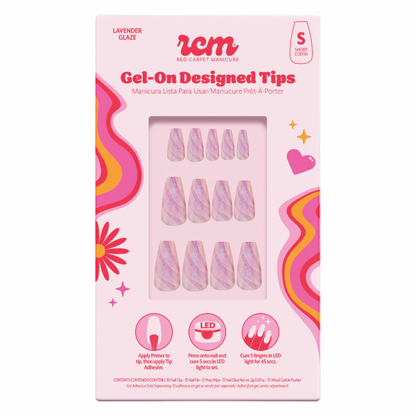 Red Carpet Manicure Gel-On Designed Tips Lavender Glaze