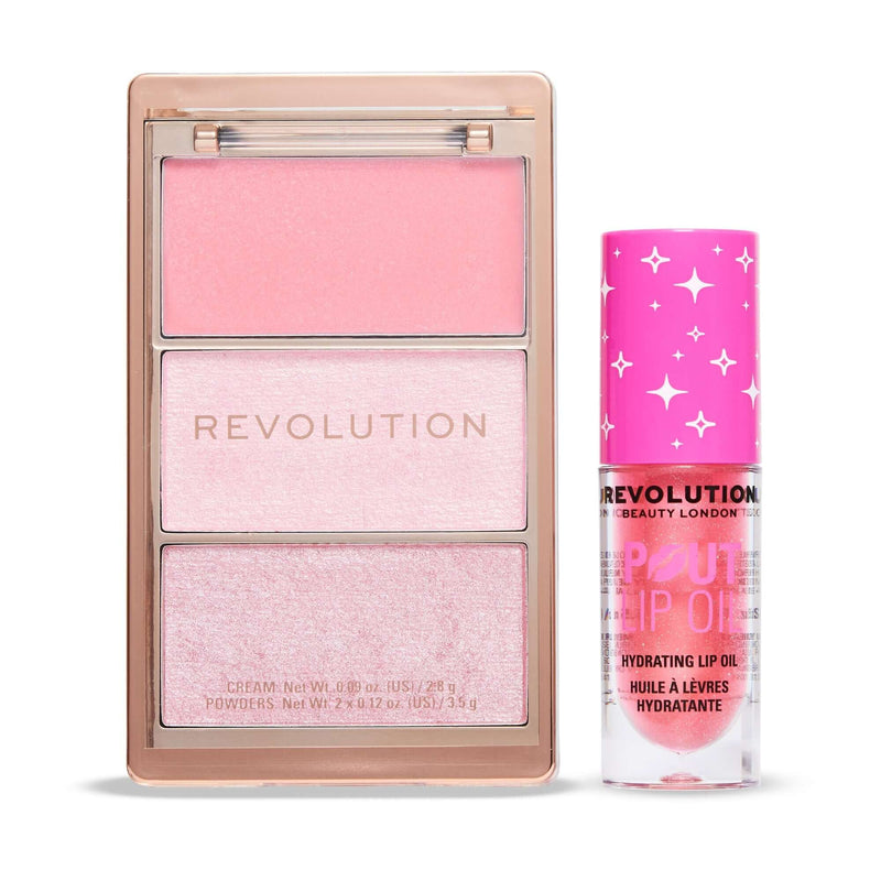 Revolution Candy Glam Duo, make-up set met lipgloss en highlighter palette