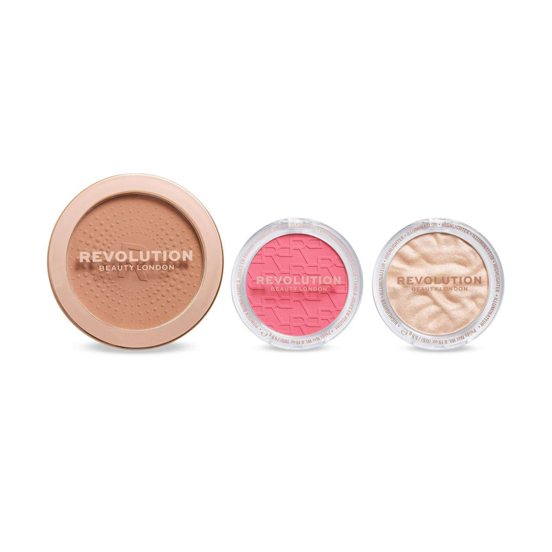 Revolution Party Glow Face Powder Trio, palette met blush, bronzer en highlighter