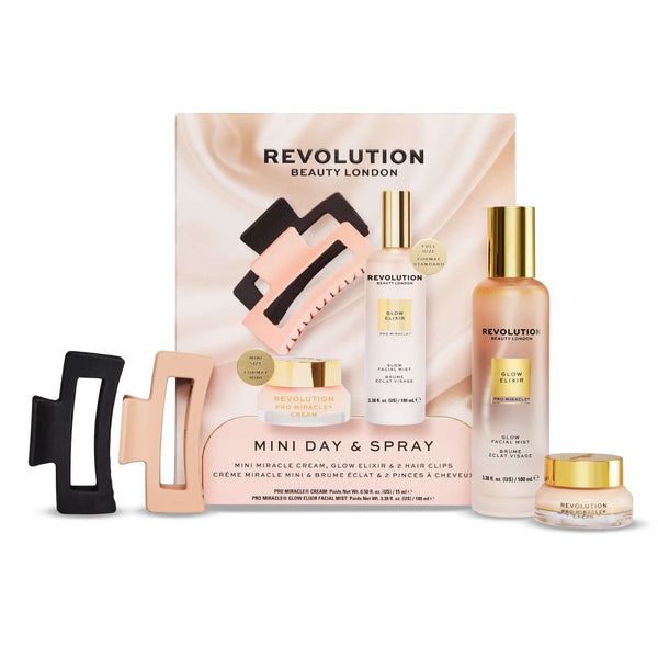 Revolution Pro Revolution Mini Day + Spray, set met Miracle Cream en Glow Elixir