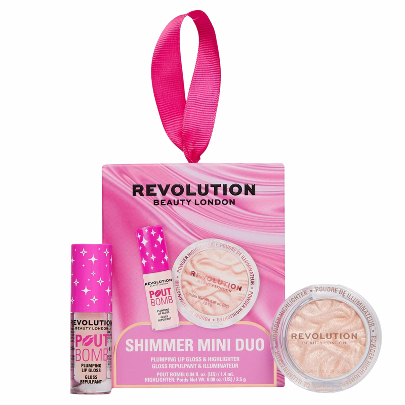 Revolution Shimmer Mini Duo, set met mini highlighter en plumping lipgloss