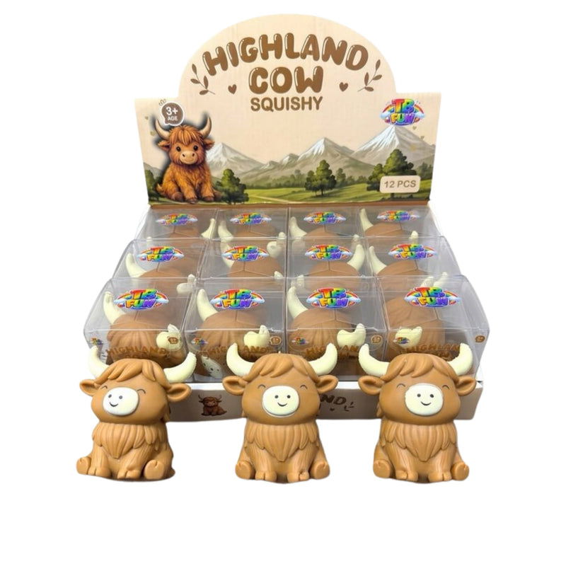 Squishy Highland Cow Squishy, zacht knijpfiguur van een Highland koe, foto 2 van 2
