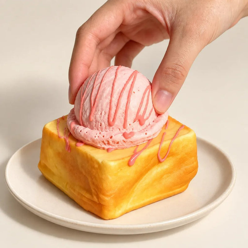 Squishy Ice Cream On Toast Squishy Pink, squishy met ijs en toast