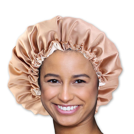 African Fabs Khaki Satin Hair Bonnet Reversable