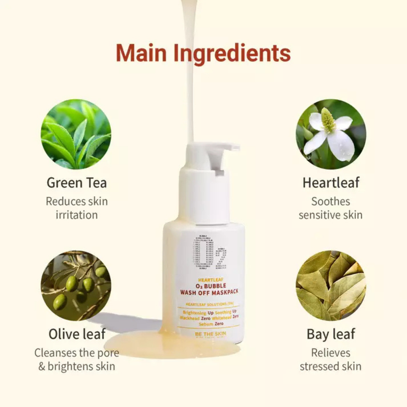 Be The Skin Heartleaf O2 Bubble Wash Off Maskpack