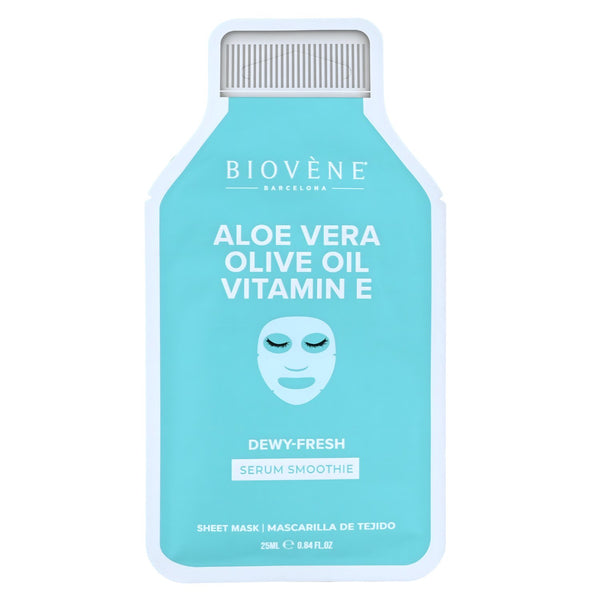 Biovene Aloe Vera + Vitamin E Dewy Fresh! Smoothie Serum Sheet Mask With Nourishing Vitamin E, Aloe Vera & Olive Oil