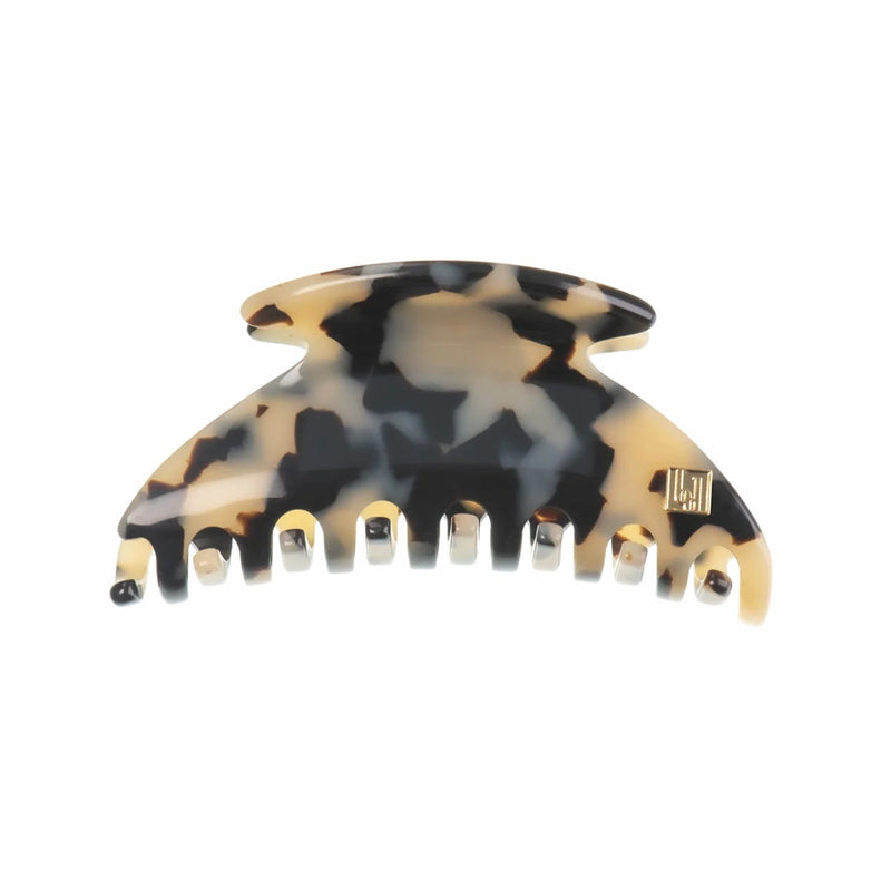 Bon Dep Claw Clip Horn Light 6.5 Cm, haarklem van acetaat in beige en zwart.