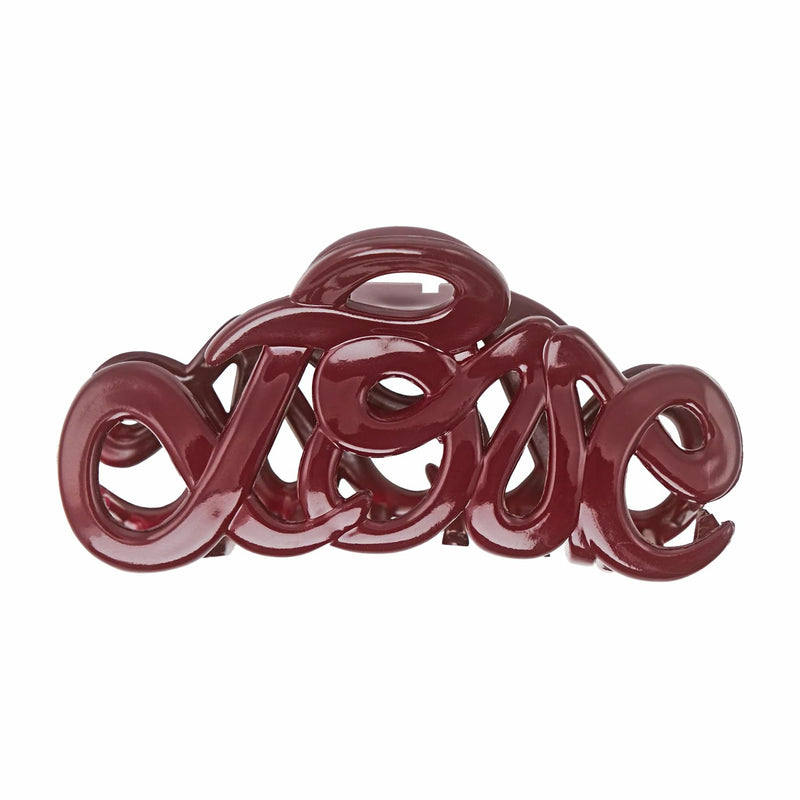 Bon Dep Love Claw Clip Bordeaux 8 Cm, haarklem in de vorm van de letters love
