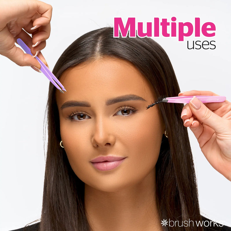 Brushworks 4 Piece Combination Tweezer Set Pastels