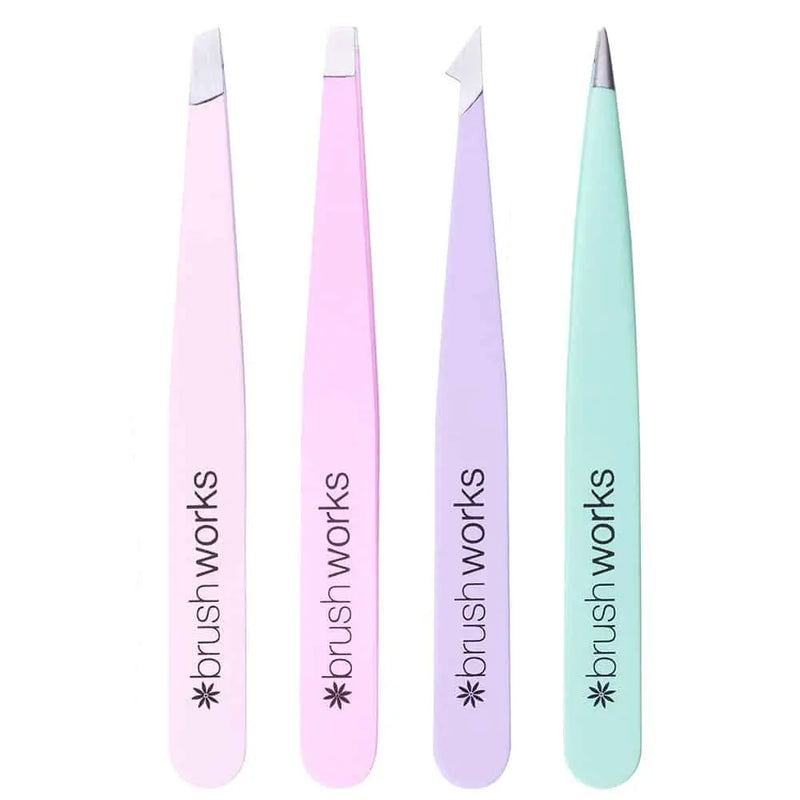 Brushworks 4 Piece Combination Tweezer Set Pastels