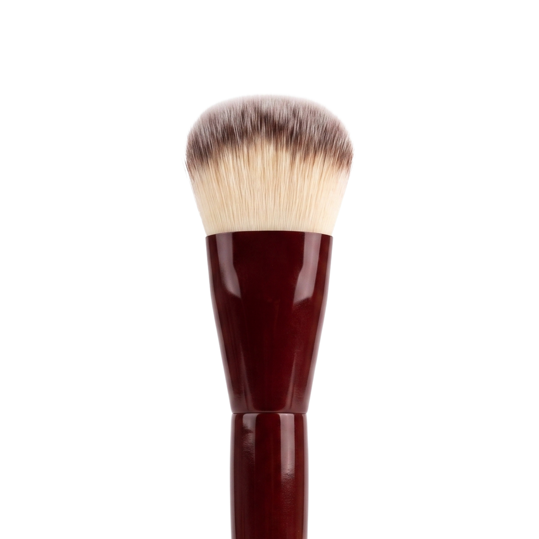 Boozyshop Flawless Contoured Foundation Brush, close-up of the brush head on a white background