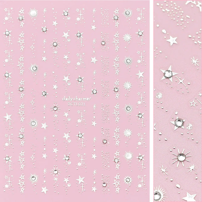 Daily Charme Bejeweled Nail Art Sticker Starstruck Silver