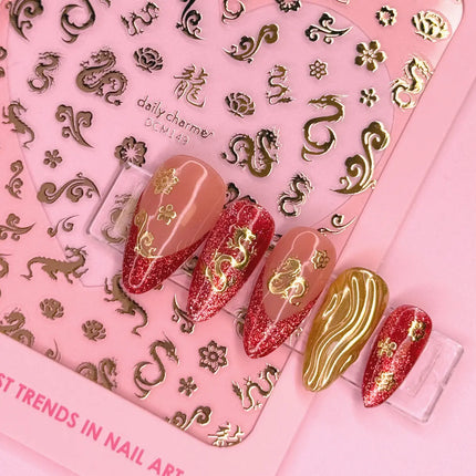 Daily Charme Chic Nail Art Sticker Heavenly Dragon Metallic Gold