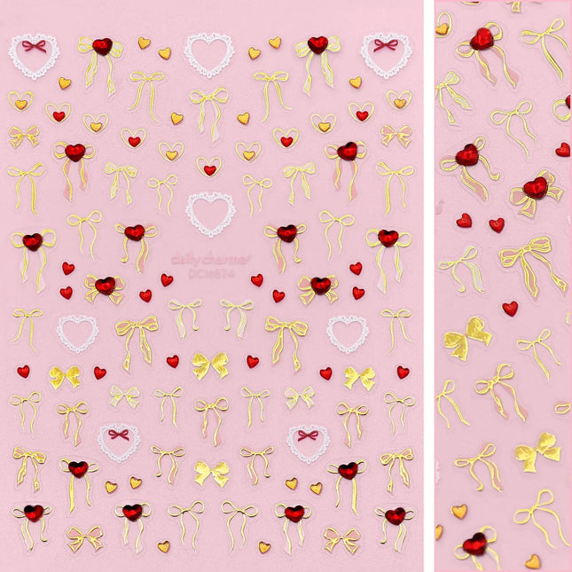Daily Charme Valentine Bejeweled Nail Art Sticker Lovely Fairy Bows