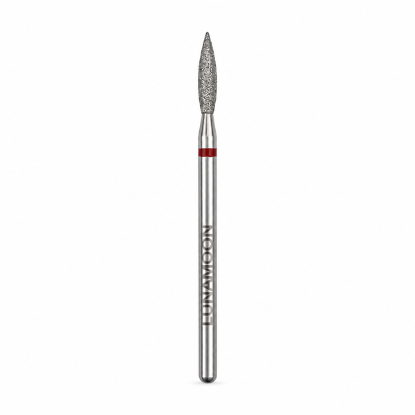 Lunamoon Diamond Milling Cutter Long Flame Red 2,0 mm, diamantfreesje voor manicure