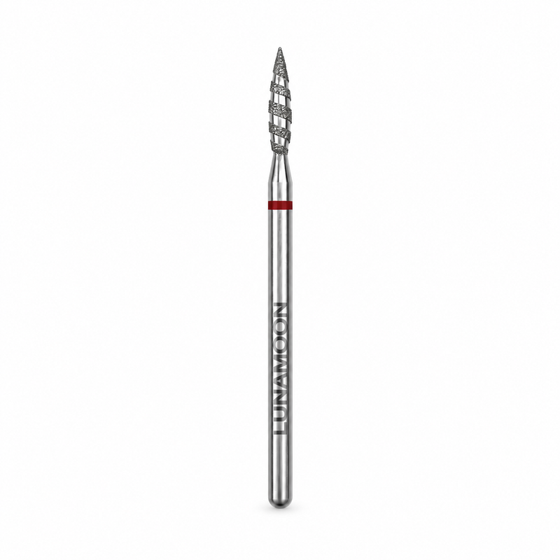 Lunamoon Diamond Milling Cutter Tornado Flame Red 2,1 mm, diamantfreesbitje voor manicure