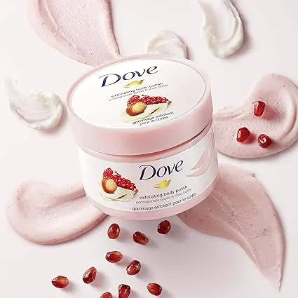 Dove Exfoliating Body Polish Scrub for Silky Soft Skin Pomegranate & Shea Butter