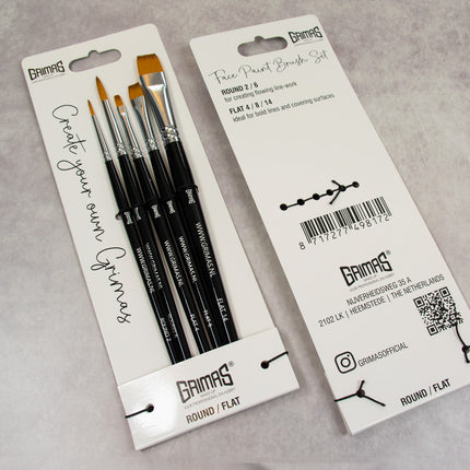 Grimas Face Paint Brush Set Round Flat