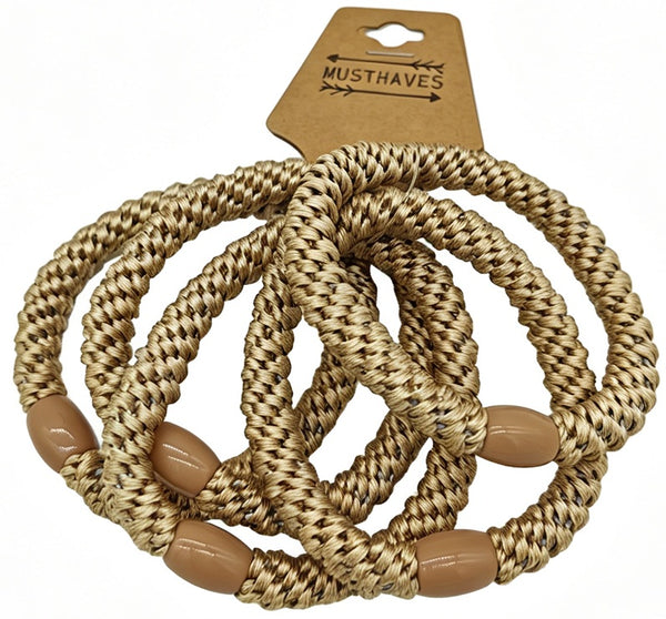 Hair Musthaves Hair Elastics 5pcs Beige, set van 5 zachte haarelastiekjes