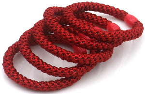 Hair Elastics 5pcs Glitter Red