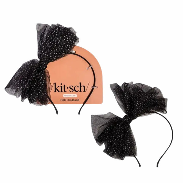 Kitsch Glitter Tulle Headband Black