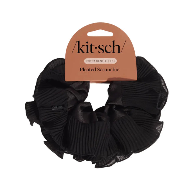 Kitsch Halloween Black Pleated Scrunchie