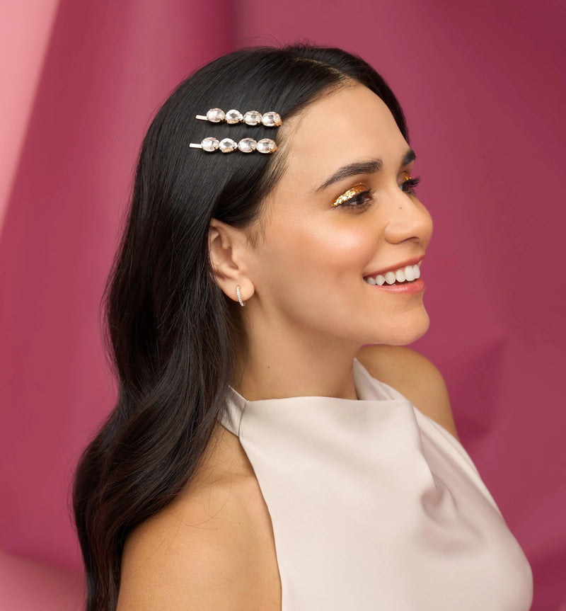 Kitsch Holiday Metal Gemstone Bobby Pins