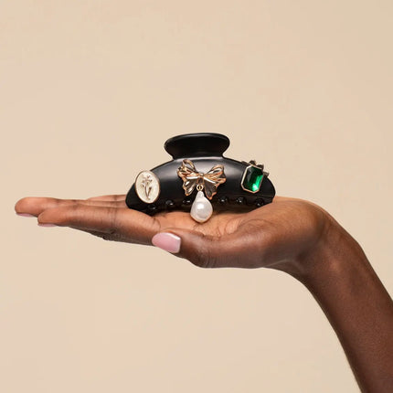 Kitsch KitschPop Charms & Curved Claw Clip Set Vintage Black