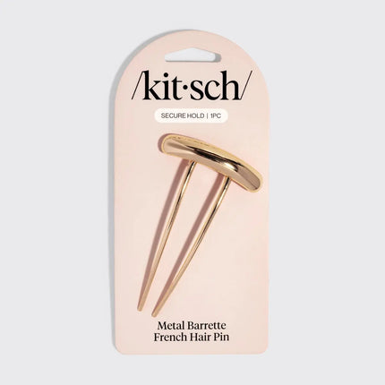 Kitsch Metal Barette French Hair Pin Gold