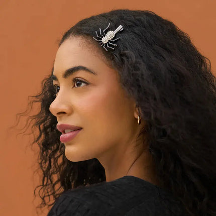 Kitsch Metal Rhinestone Hair Clips Spider