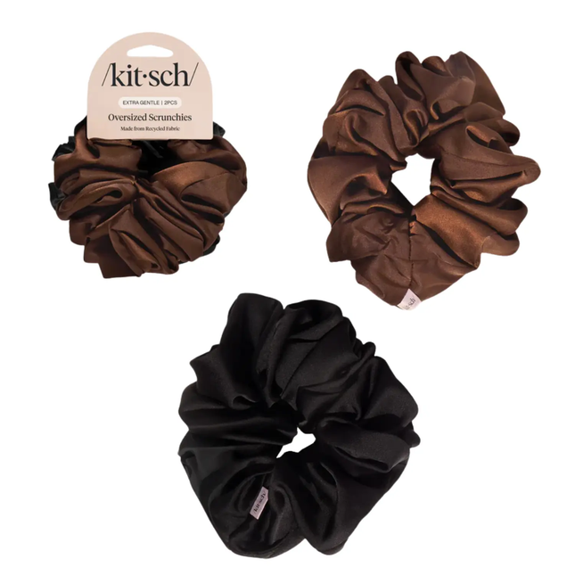 Kitsch Oversized Scrunchies Black & Chocolate