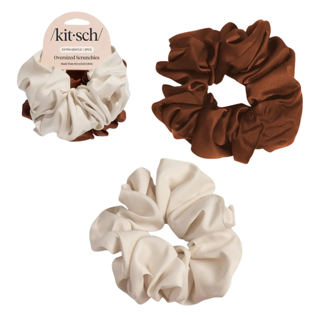 Kitsch Oversized Scrunchies Creme & Camel