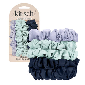 Ruched Satin Scrunchies 5pc Set Garden Bouquet