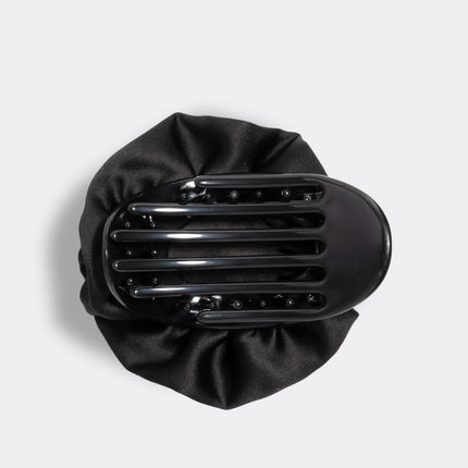 Kitsch Satin Rosette Flat Cloud Clip Black